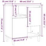 vidaXL Komoda dymový dub 60x35x70 cm spracované drevo – Obrázok 10