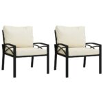 vidaXL Záhradné stoličky s krémovými vankúšmi 2 ks 68x76x79 cm oceľ – Obrázok 2