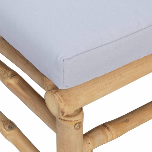 vidaXL Záhradné rohové pohovky s bledosivými podložkami 2 ks bambus – Obrázok 5