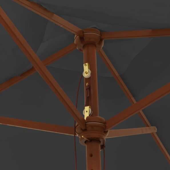 vidaXL Záhradný slnečník s drevenou tyčou antracitový 198x198x231 cm – Obrázok 5