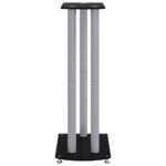 vidaXL Stojany na reproduktory čierno-strieborné 2 ks sklo 3-stĺpové – Obrázok 6