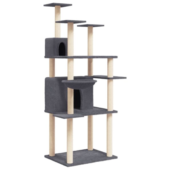 VXL8720845766696_a_en_hd_1.jpg vidaXL Škrabadlo pre mačky so sisalovými stĺpikmi tmavosivé 166 cm – Obrázok 2