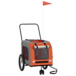 vidaXL Cyklovozík pre zvieratá, oranžovo sivý, oxfordská látka, železo – Obrázok 3