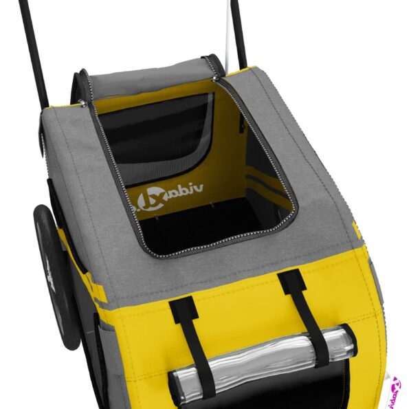 vidaXL Cyklovozík pre zvieratá, žtlo sivý, oxfordská látka, železo – Obrázok 10