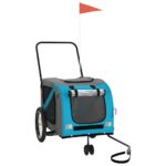 vidaXL Cyklovozík pre zvieratá, modro sivý, oxfordská látka, železo – Obrázok 2