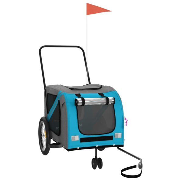 vidaXL Cyklovozík pre zvieratá, modro sivý, oxfordská látka, železo – Obrázok 2