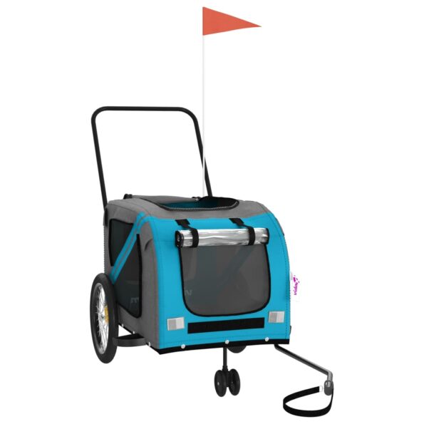 vidaXL Cyklovozík pre zvieratá, modro sivý, oxfordská látka, železo – Obrázok 3