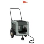 vidaXL Cyklovozík pre zvieratá, sivo čierny, oxfordská látka, železo – Obrázok 2