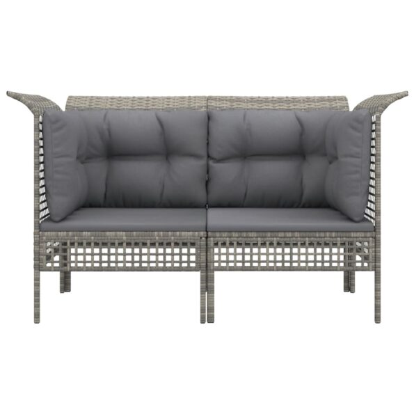 vidaXL Záhradné rohové pohovky s podložkami 2 ks sivé polyratan – Obrázok 3