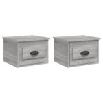 vidaXL Nástenné nočné stolíky 2 ks sivé dub sonoma 41,5x36x28cm – Obrázok 2