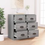 vidaXL Komoda sivá sonoma 70x35,5x67,5 cm spracované drevo – Obrázok 3