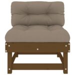 vidaXL Stredová pohovka s podložkami medovo-hnedá borovicový masív – Obrázok 3