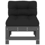 vidaXL Stredové pohovky s vankúšmi 2 ks sivé borovicový masív – Obrázok 5