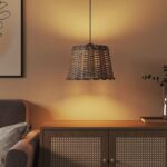 vidaXL Tienidlo na stropnú lampu hnedé Ø30x20 cm prútené – Obrázok 3