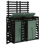 vidaXL Úložný box na dva odpadkové koše čierny masívna borovica – Obrázok 4