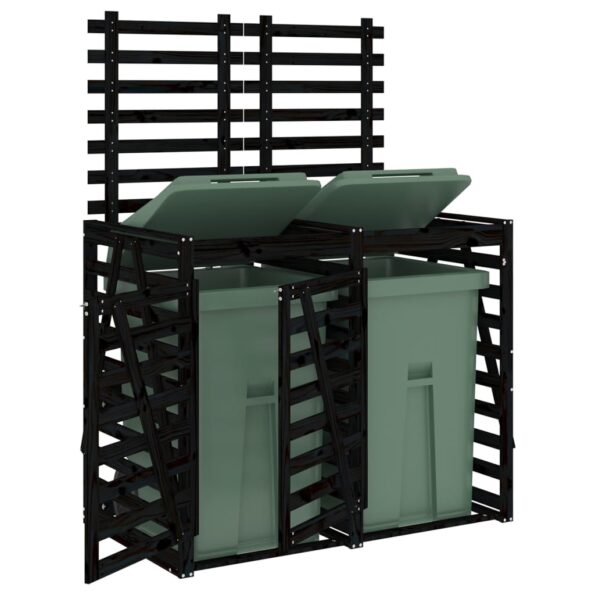 vidaXL Úložný box na dva odpadkové koše čierny masívna borovica – Obrázok 4