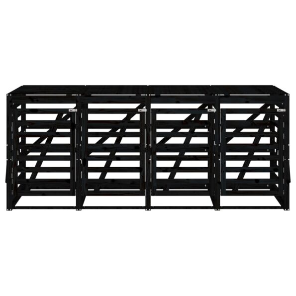 vidaXL Úložný box na štyri odpadkové koše čierny masívna borovica – Obrázok 6