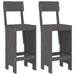 vidaXL 3-dielna záhradná barová súprava sivá borovicový masív – Obrázok 3