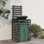 vidaXL Úložný box pre odpadkový kôš sivý 84x90x128,5cm masív. borovica – Obrázok 3