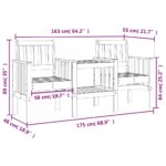 vidaXL Záhradná lavica so stolom 2-miestna čierna masívna borovica – Obrázok 8