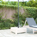 vidaXL Kryt na stojan na slnečník biely masívna borovica – Obrázok 3