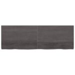 vidaXL Nástenná polica tmavohnedá 180x60x(2-4)cm ošetrený dubový masív – Obrázok 2