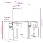 vidaXL Toaletný stolík so zrkadlom dymový dub 130x50x132,5 cm – Obrázok 10