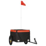 vidaXL Vozík za bicykel, čierno oranžový 30 kg, železo – Obrázok 2