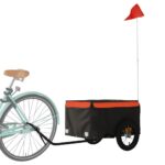 vidaXL Vozík za bicykel, čierno oranžový 30 kg, železo – Obrázok 3