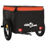 vidaXL Vozík za bicykel, čierno oranžový 30 kg, železo – Obrázok 8