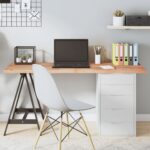 vidaXL Stolová doska bledohnedá 140x60x(2-4) cm ošetrený masívny dub