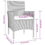 vidaXL 3-dielna záhradná bistro súprava s vankúšmi sivá polyratan – Obrázok 9