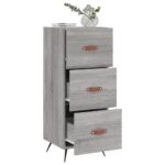 vidaXL Komoda sivý dub sonoma 34,5x34x90 cm spracované drevo – Obrázok 4