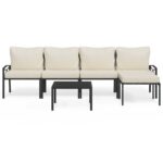 vidaXL 6-dielna záhradná sedacia súprava a pieskové vankúše oceľ – Obrázok 2