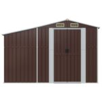 vidaXL Záhradná kôlňa hnedá 277x93x179 cm pozinkovaná oceľ – Obrázok 3