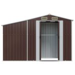 vidaXL Záhradná kôlňa hnedá 277x93x179 cm pozinkovaná oceľ – Obrázok 4