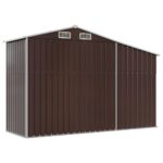 vidaXL Záhradná kôlňa hnedá 277x93x179 cm pozinkovaná oceľ – Obrázok 6