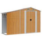 vidaXL Záhradná kôlňa hnedá 277x93x179 cm pozinkovaná oceľ – Obrázok 2