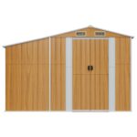 vidaXL Záhradná kôlňa hnedá 277x93x179 cm pozinkovaná oceľ – Obrázok 3
