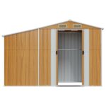 vidaXL Záhradná kôlňa hnedá 277x93x179 cm pozinkovaná oceľ – Obrázok 4