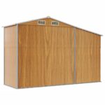 vidaXL Záhradná kôlňa hnedá 277x93x179 cm pozinkovaná oceľ – Obrázok 6