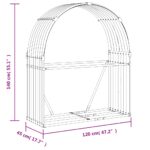 vidaXL Držiak na polená svetlo hnedý 120x45x140 cm pozinkovaná oceľ – Obrázok 9