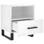 vidaXL Nočné stolíky 2 ks lesklé biele 40x35x47,5 cm kompozitné drevo – Obrázok 5
