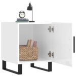 vidaXL Nočné stolíky 2 ks vysoký lesk biele 40x40x50 cm kompoz. drevo – Obrázok 3