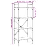 vidaXL Knižnica 4-poschodová sivá sonoma 56x31,5x138,5 cm komp. drevo – Obrázok 9