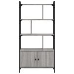 vidaXL Knižnica s dvierkami sivá sonoma 76,5x30x154,5 cm kompoz. drevo – Obrázok 5