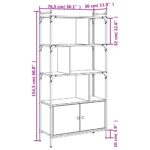 vidaXL Knižnica s dvierkami sivá sonoma 76,5x30x154,5 cm kompoz. drevo – Obrázok 10