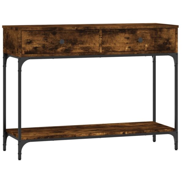 VXL8720845915780_a_en_hd_1.jpg vidaXL Konzolový stolík dymový dub 100x34,5x75 cm kompozitné drevo – Obrázok 2