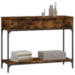 vidaXL Konzolový stolík dymový dub 100x34,5x75 cm kompozitné drevo – Obrázok 3