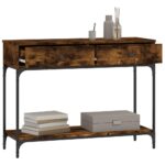 vidaXL Konzolový stolík dymový dub 100x34,5x75 cm kompozitné drevo – Obrázok 4